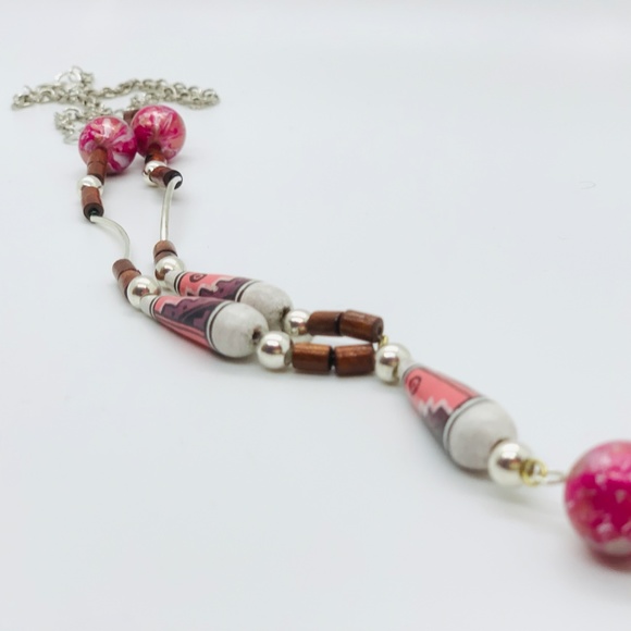 Handmade Peruvian Wood Beaded Necklace - Picture 2 of 3